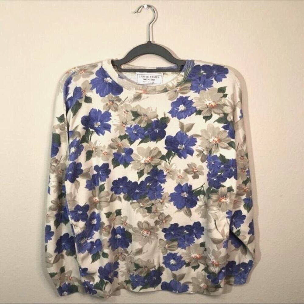 VTG 90s United States Sweaters Approx Size XL Floral Soft Cottagecore Grandma